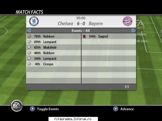 Etapa a 9-a - ChelseaLondra 6-0 Bayern Munchen - Serie A1